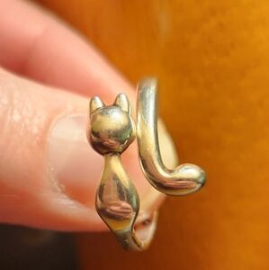 Sterling Silver Cat Adjustable Wrap Ring